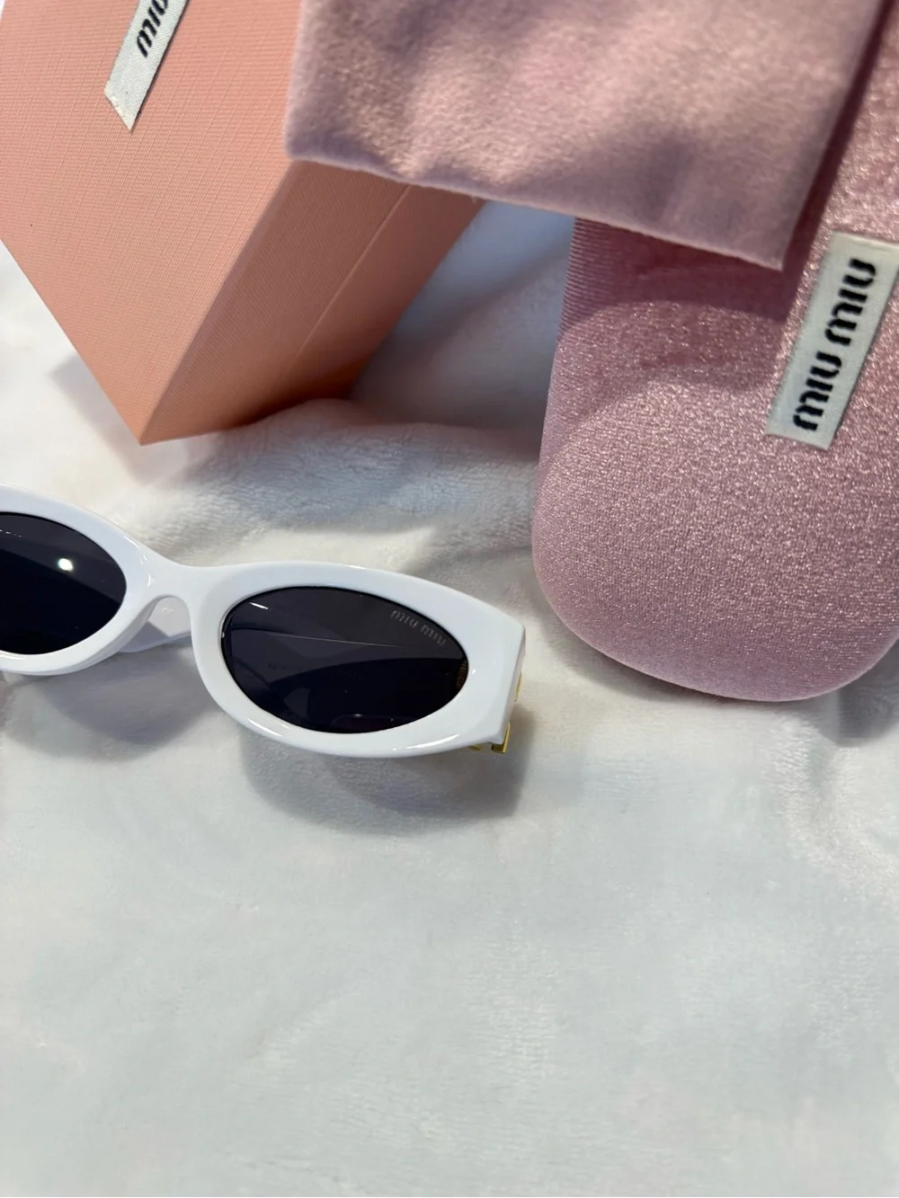 Miu Miu White Oval Sunglasses for Women - Chic Designer Shades